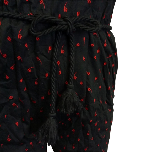 A.P.C. Black short Romper with Red Flowers M - Picture 6 of 11